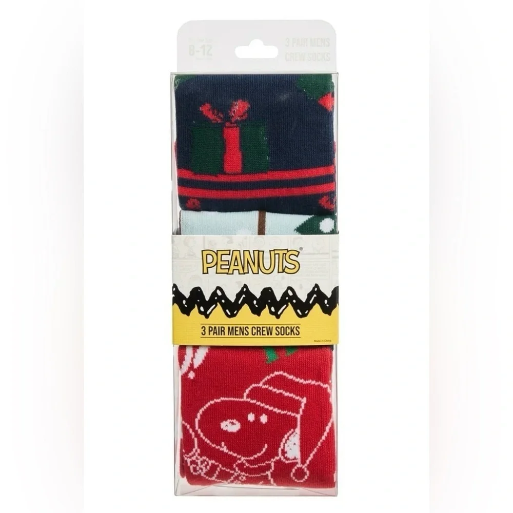 Peanuts Men's Crew Socks, 3-Pack